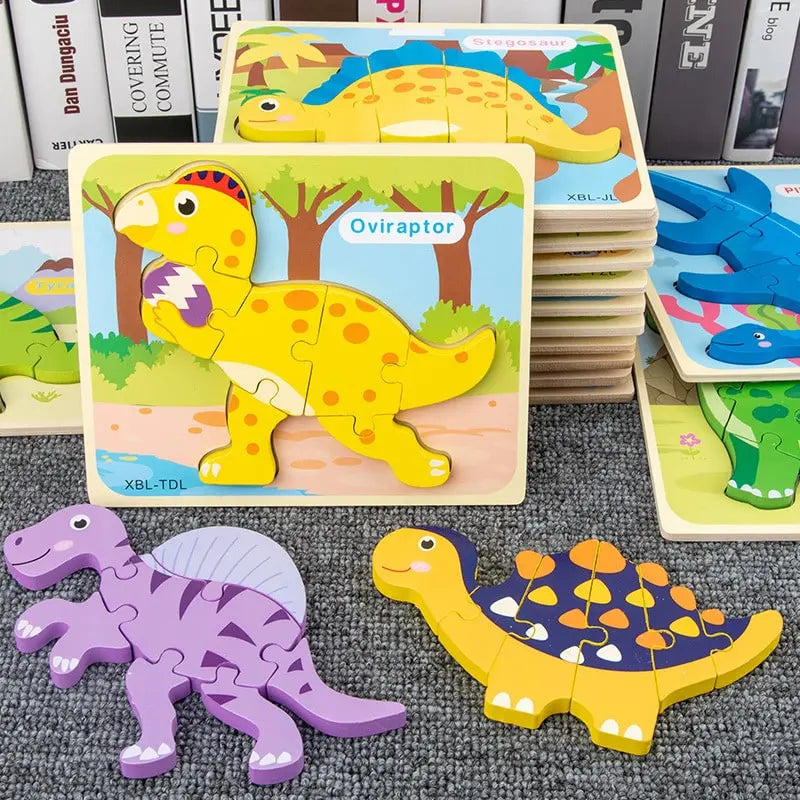 3D Cartoon Dinosaur Wooden Puzzle