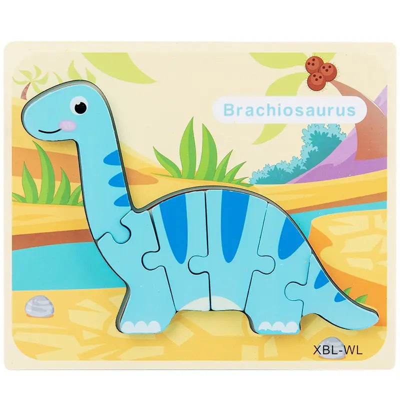 3D Cartoon Dinosaur Wooden Puzzle