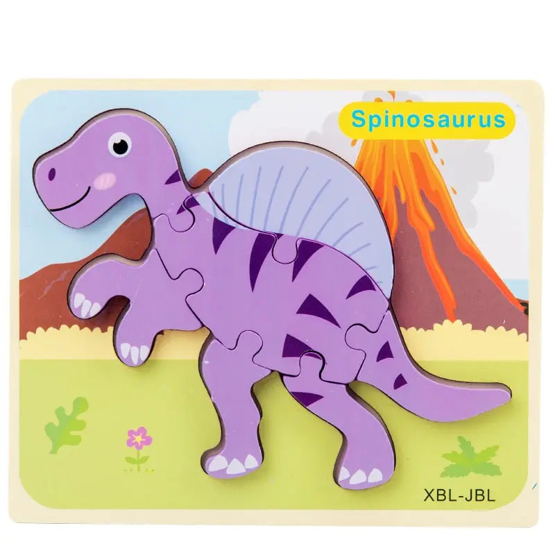 3D Cartoon Dinosaur Wooden Puzzle