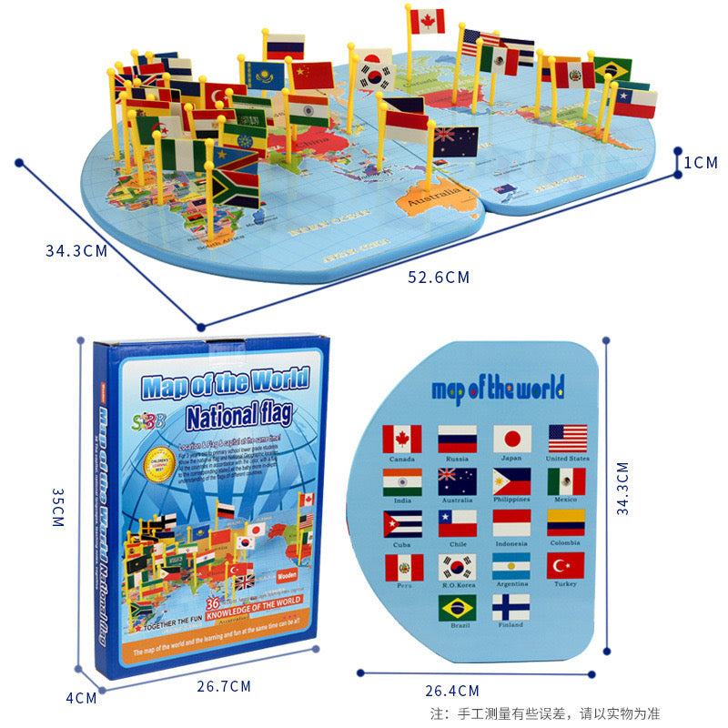 Map of the World National Flag - The best Montessori toys