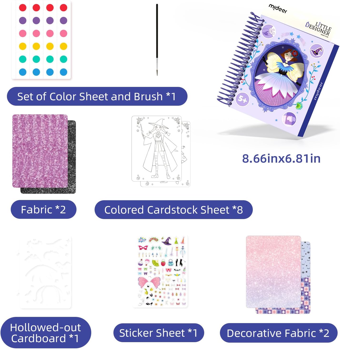 Petite styliste - Club magique | Stylisme avec tissus, autocollants d'accessoires, couleurs