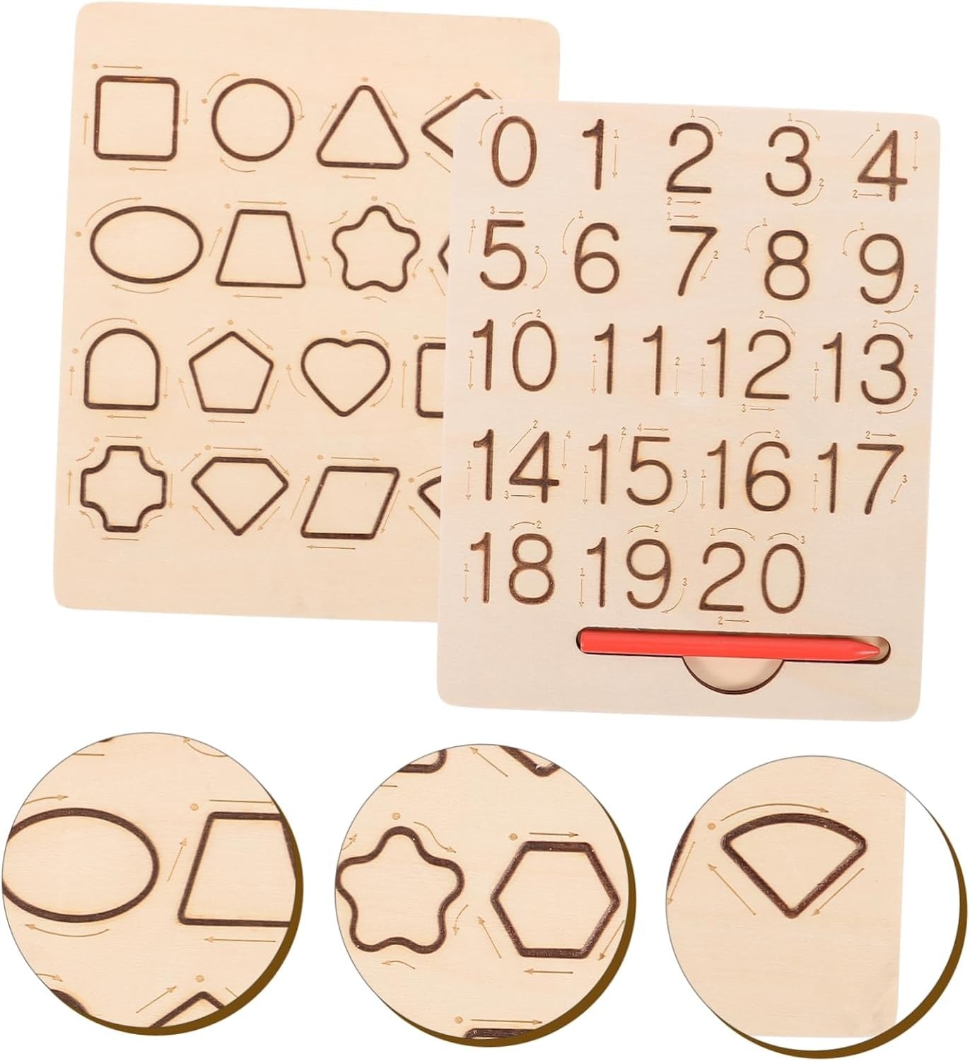Pizarra de trazo Montessori de doble cara para números y formas - 324