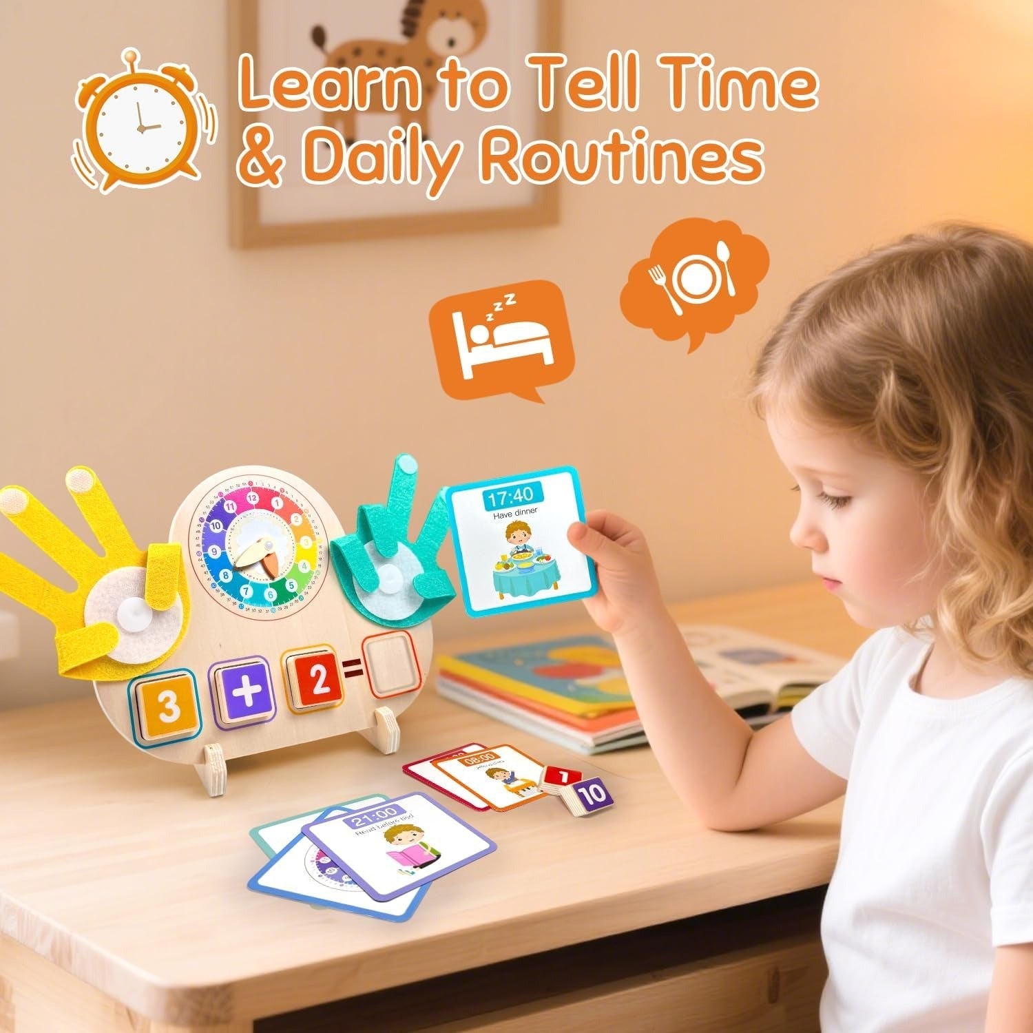 Wooden Clock and Finger Arithmetic Operation Kit - 120