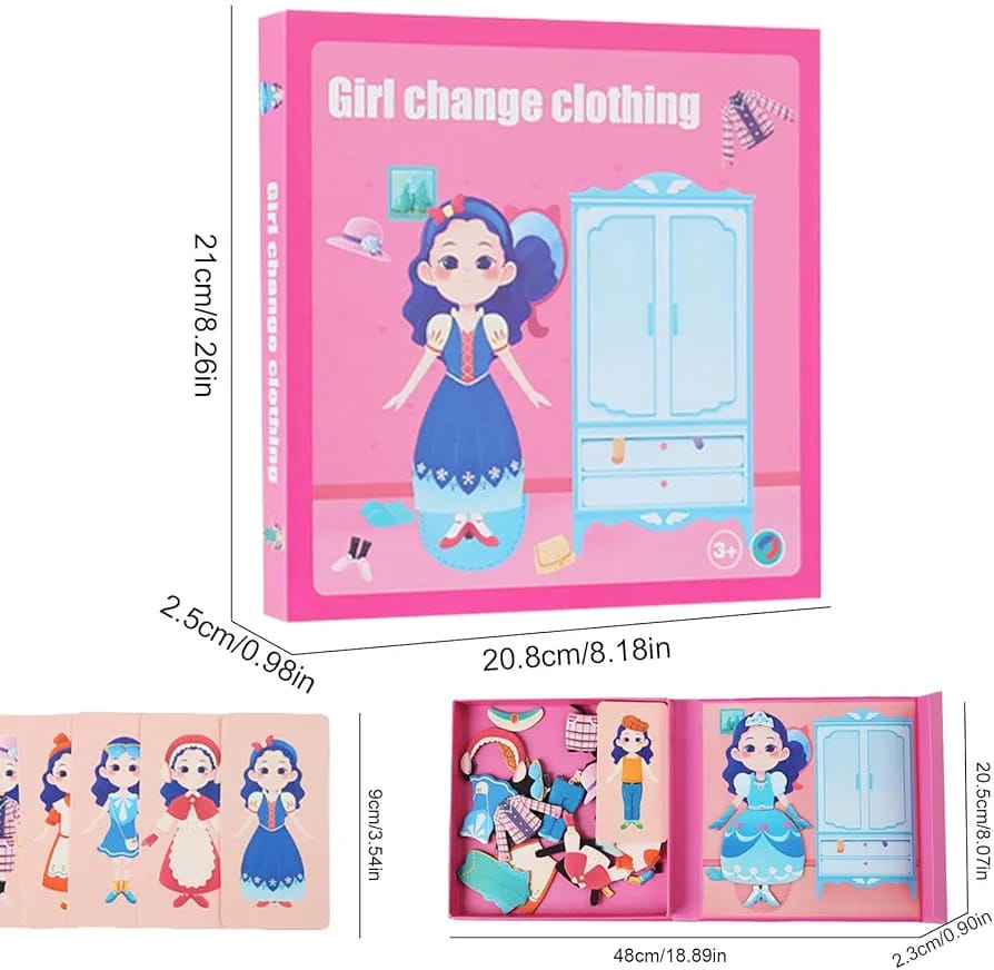 Tableau magnétique de puzzle "Fille change de vêtements" - 841