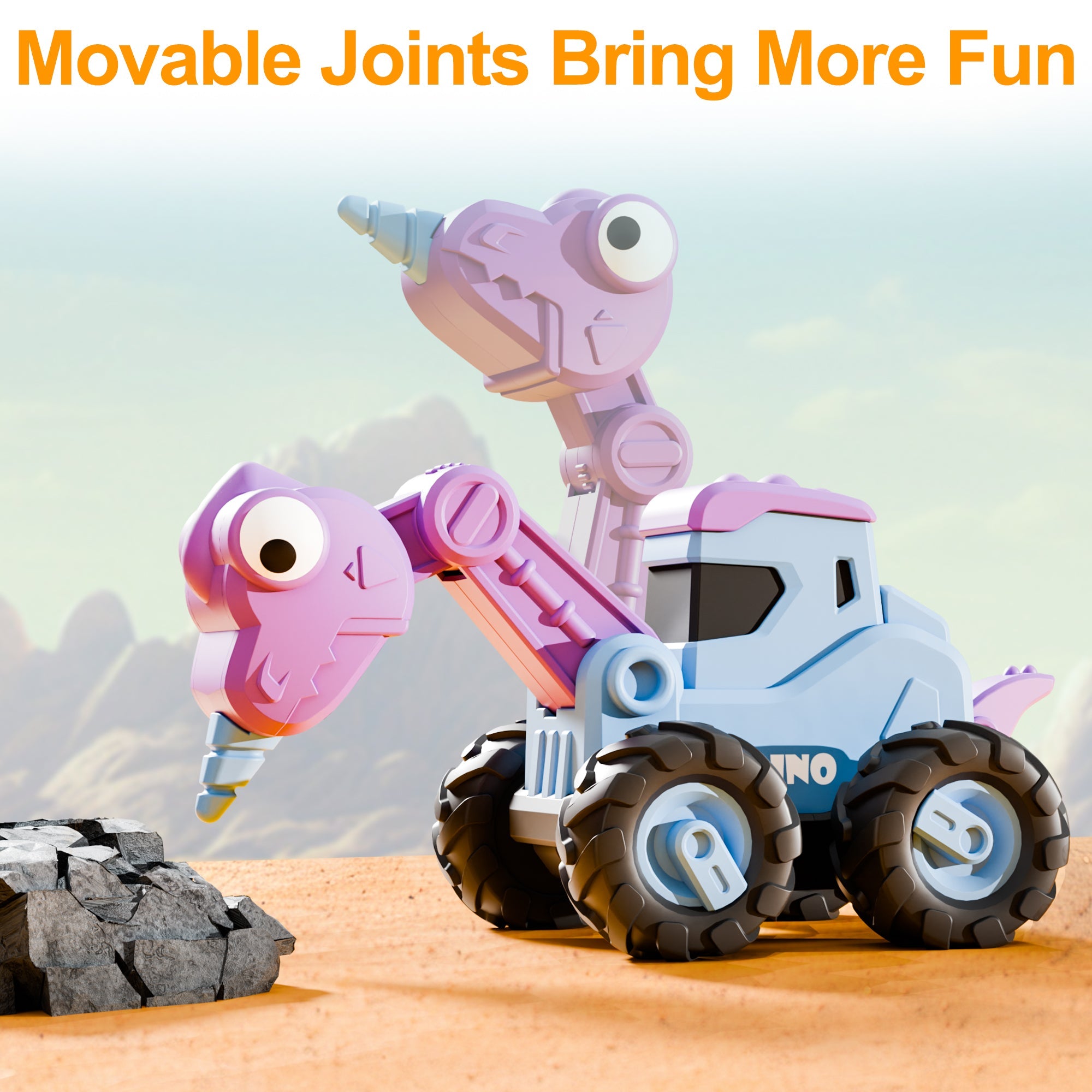 iPlay, iLearn Dinosaur Truck Toys for Toddlers, Boys Dino Press Go Racing Cars, Kids Construction Sandbox Vehicles Playset, Baby Push Go Friction Car Set, Birthday Gift for 18 Months 2 3 4 5 Years Old