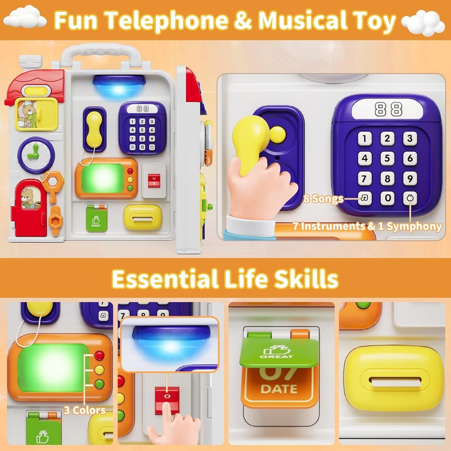 Tabla de actividades Montessori sensoriales múltiples para niños pequeños - 213