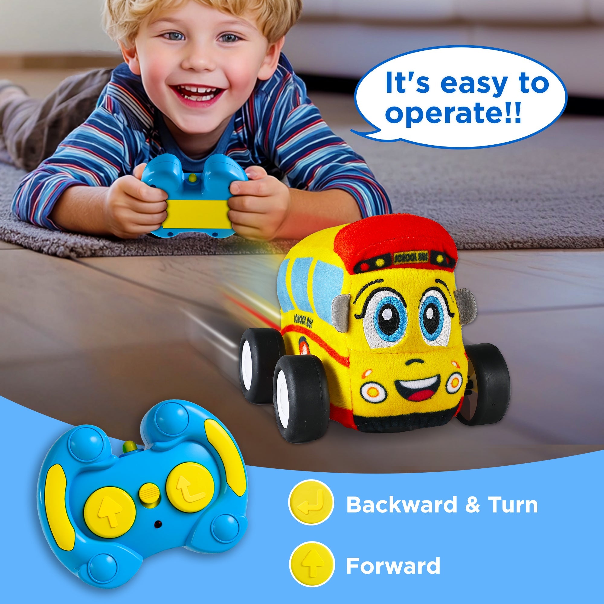 Baby Soft Remote Control Toy Cars, Toddler RC Tractor Truck School Bus