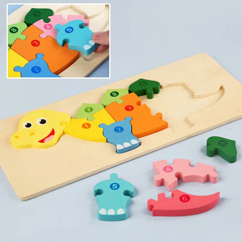 Montessori Puzzles 4 Pack - Eco-Friendly Wooden Puzzles Set#4