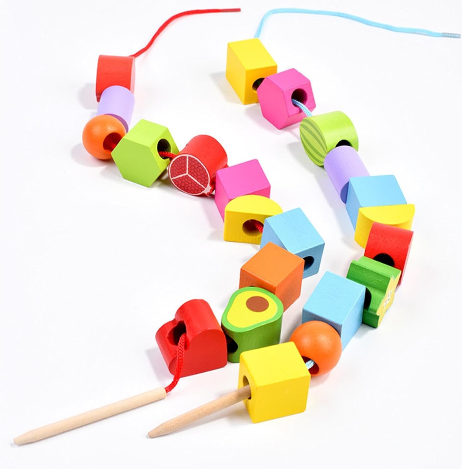 Wooden Montessori Fruits Sequence with Lacing Pattern - 050