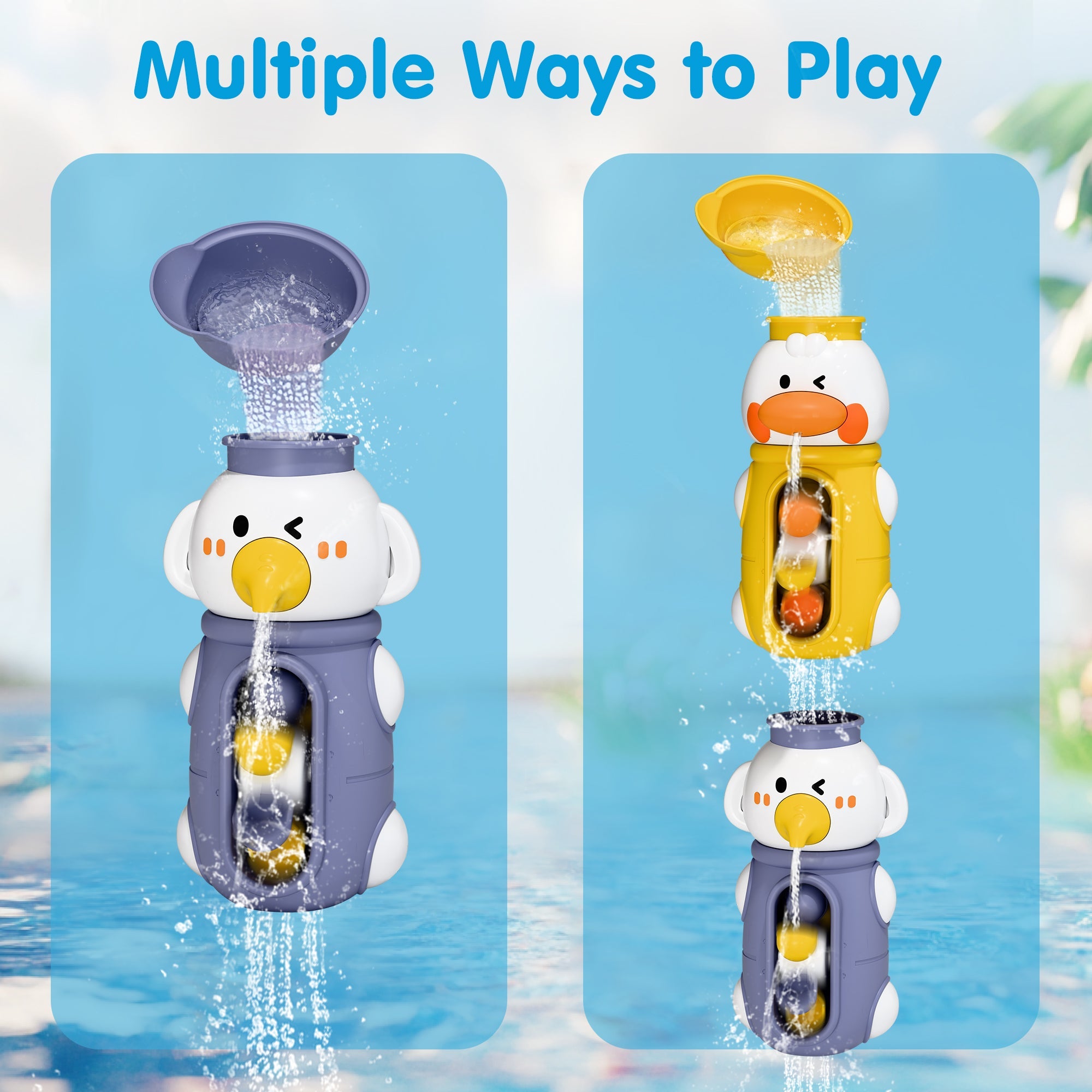 Fidtoy Duck Bath Toy Set with Water Spinner
