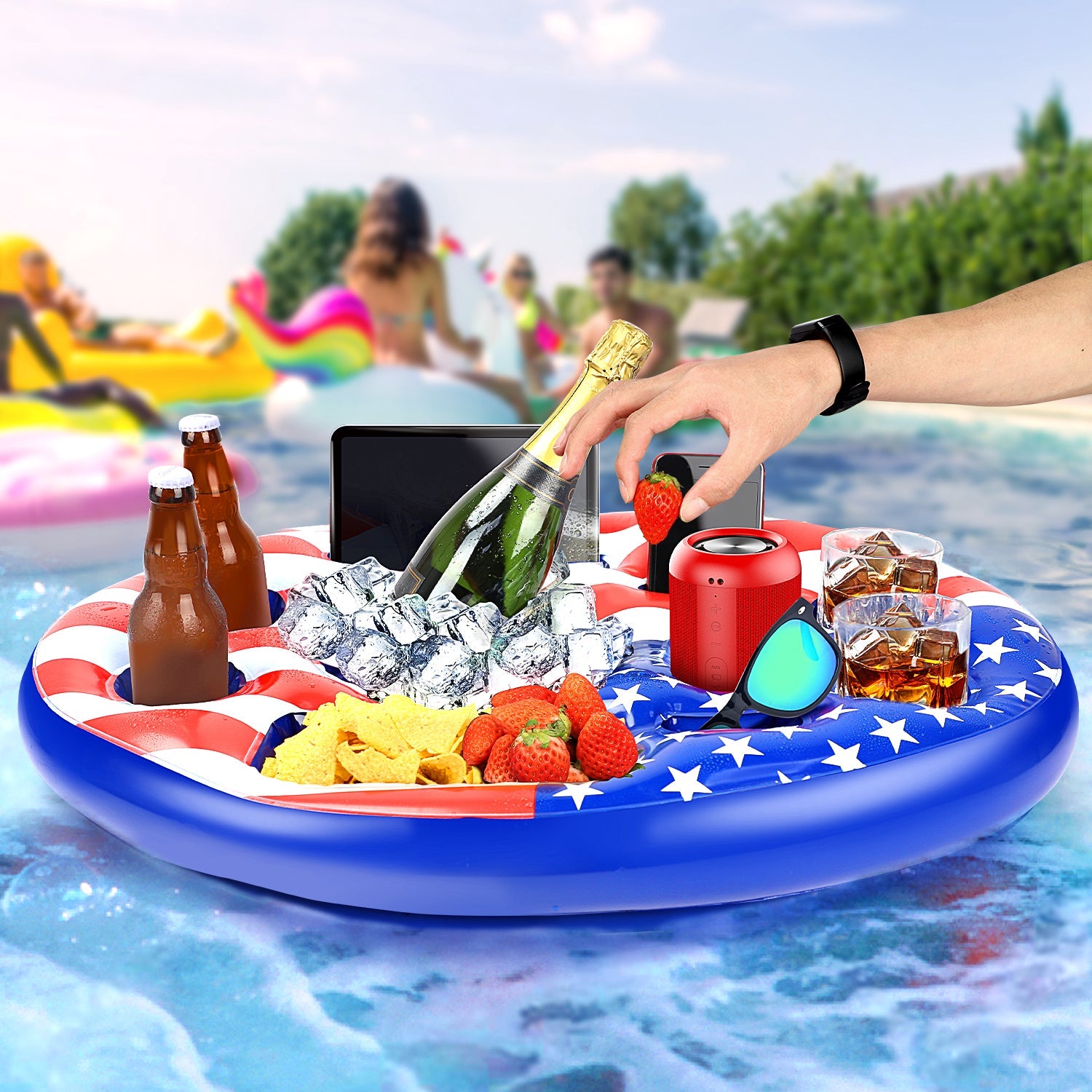 Fidtoy Floating Drink Holder for Pool Parties with 10 Holders