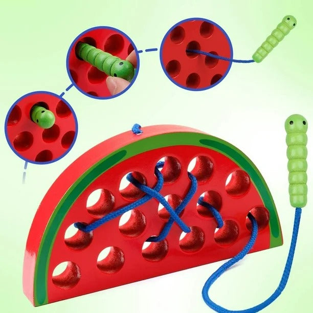 Wooden 3D Fruits Thread Lacing Kit - Watermelon