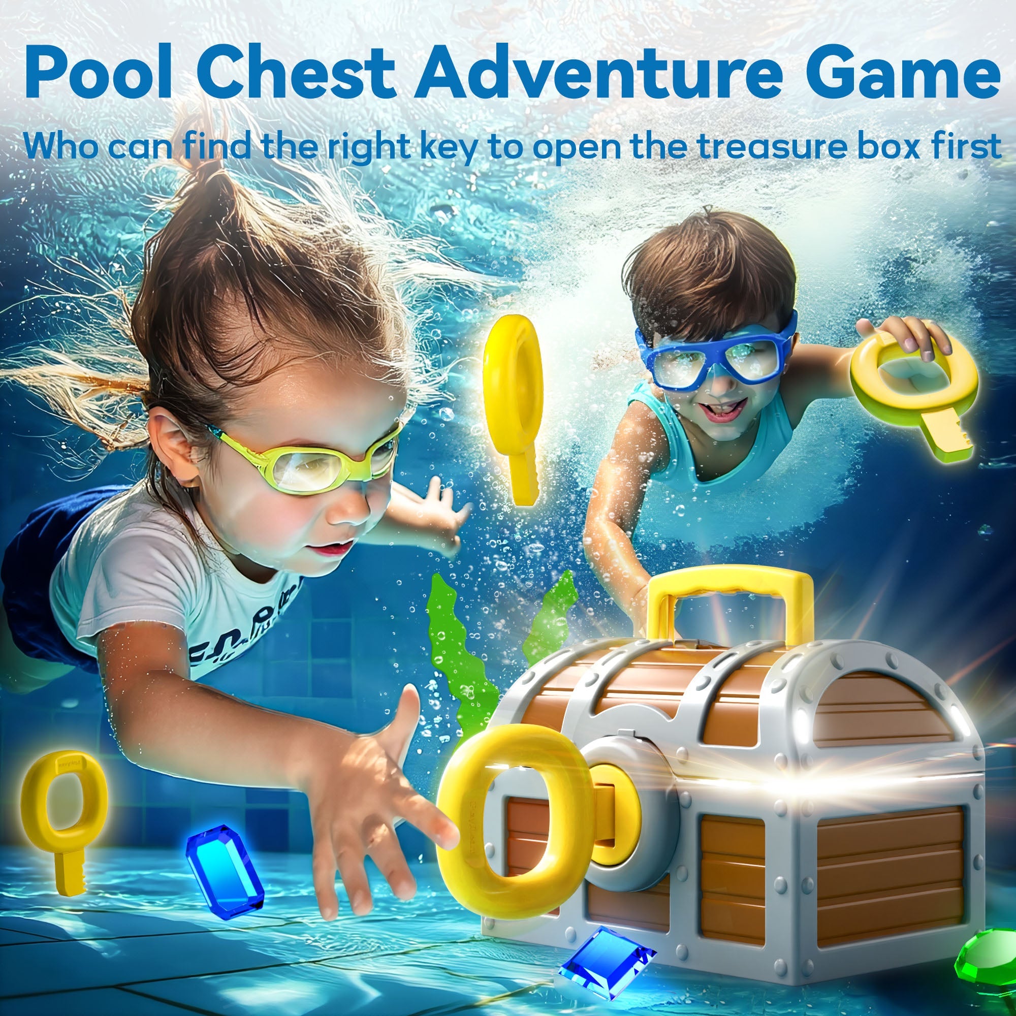 Pool Wave Kids Diving Pool Toy, Treasure Chest Water Dive Game