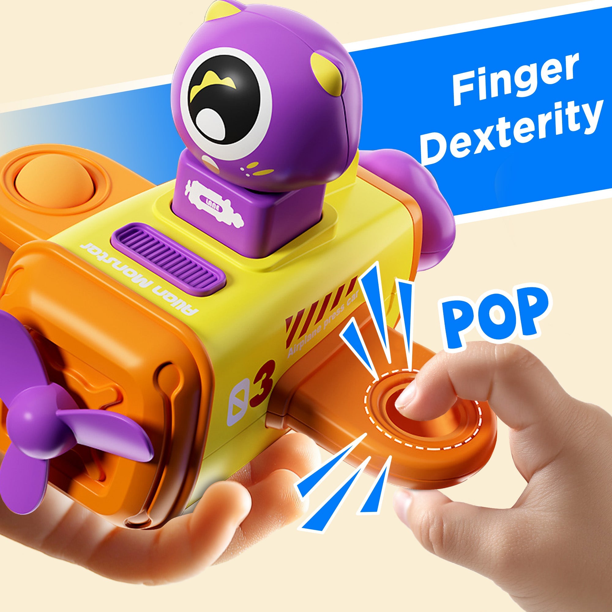 Juego de juguetes de coche de avión Fidtoy Press to Go para niños pequeños