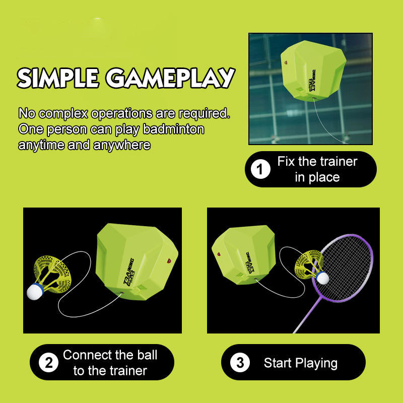 Badminton Rebound Racket Training Gear with Remote - 531