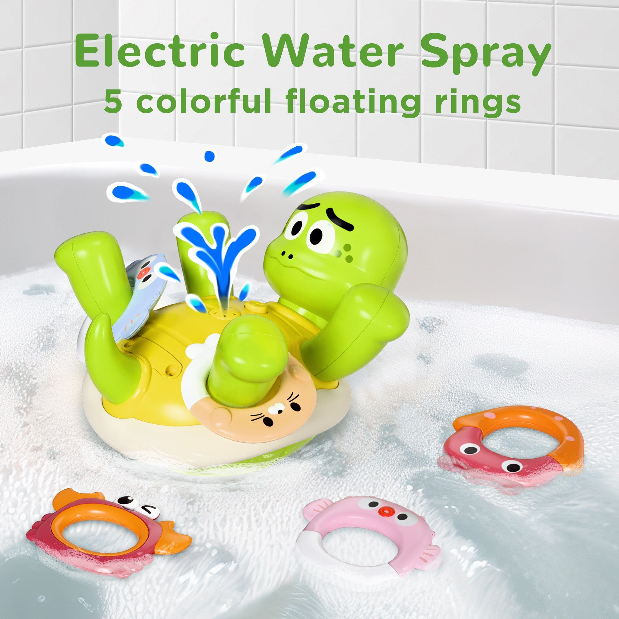 baby Bath Toy Set, Toddler Bathtub Toy Rechargeable Turtle Sprinkler