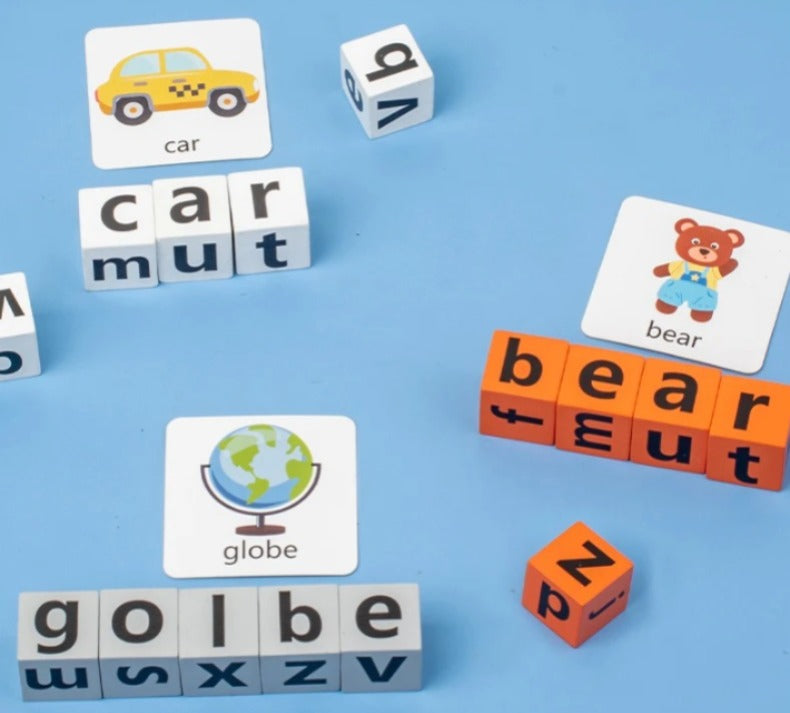 Wooden Spelling Blocks Game - 2 to 4 Players