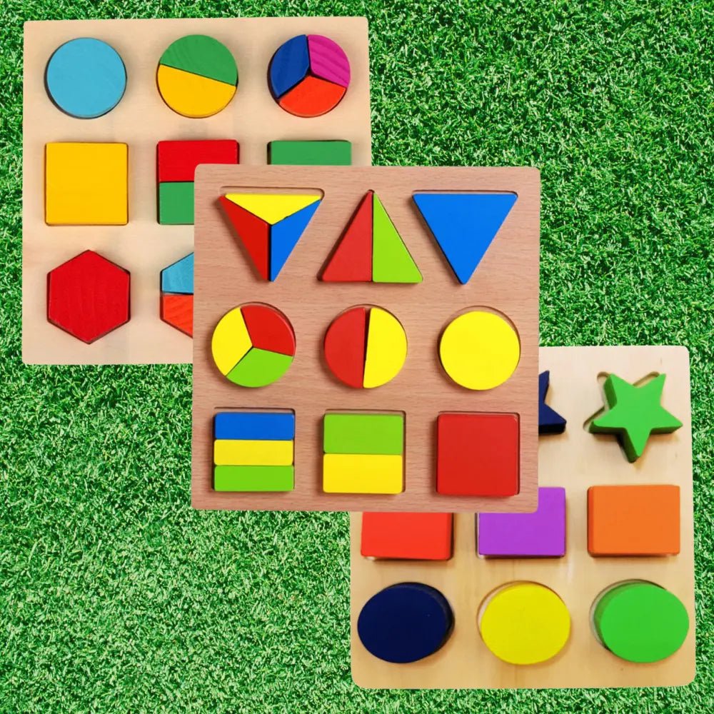 3D Board With Fixable & Sortable Shapes Puzzle, Geometric shapes - Wooden Shapes Board Big - Choose 1