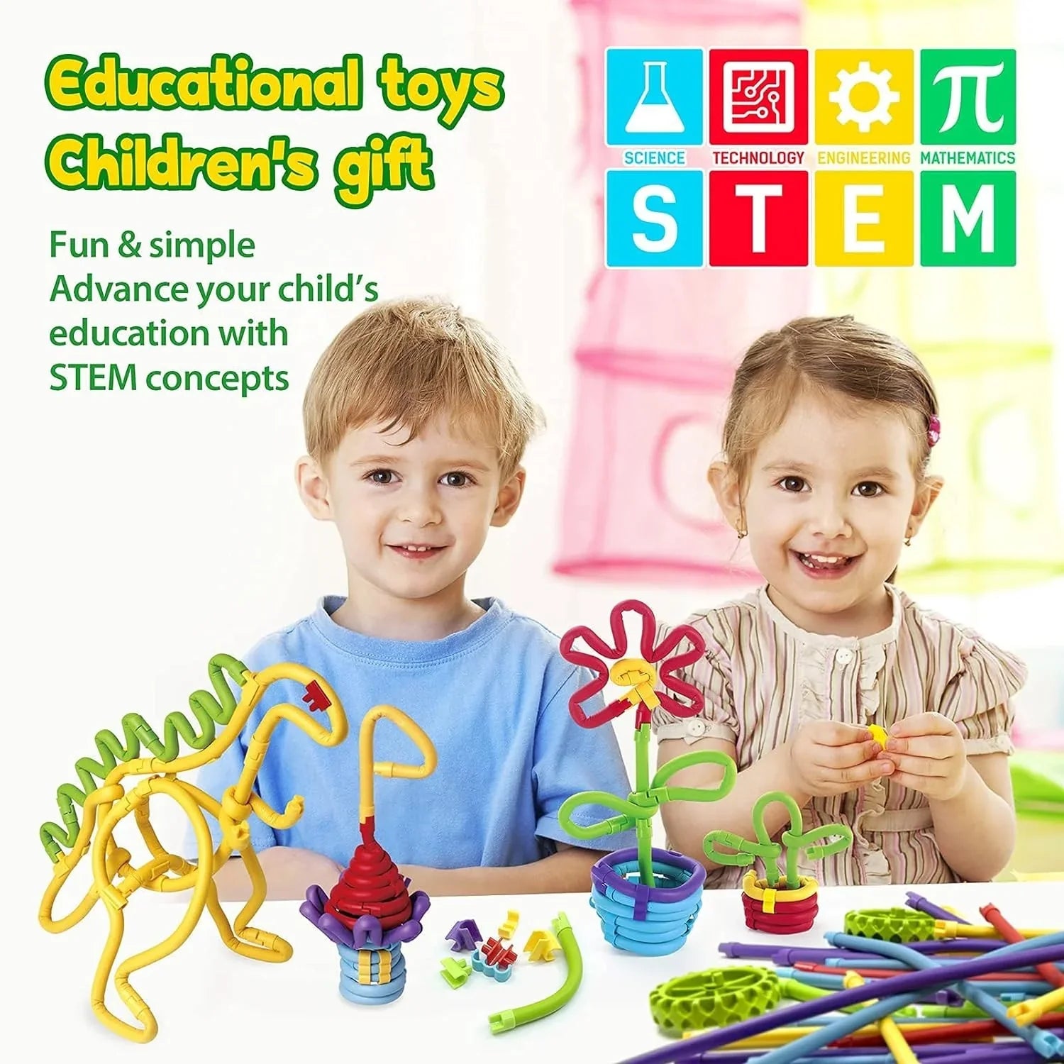 Fidtoy 3D Soft Twister Rods Building Stick Set 85 Pieces