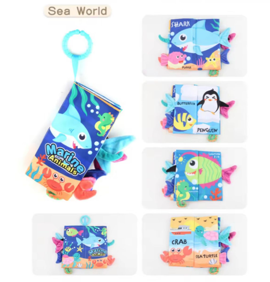 4-in-1 Animal Tails Soft Baby Books - Sensory Cloth Books for Early Learning