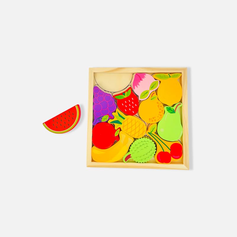 Fidtoy Tangram en bois - Fruits Jouet éducatif pour tout-petits Apprentissage Montessori des mathématiques et des formes