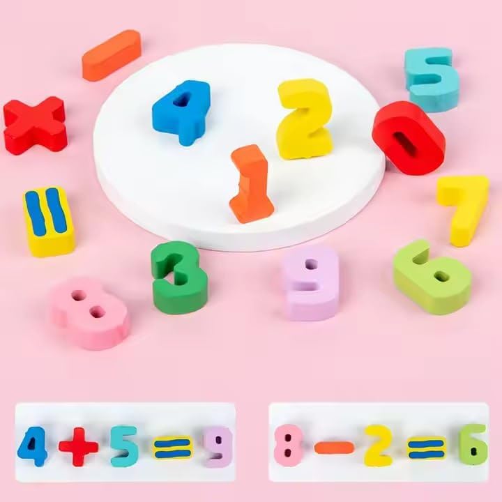 Wooden Jigsaw Magnetic Fishing Game Educational Puzzle Board with Numbers, Animals, Fruits & Vehicles | Montessori Learning Toy Set for Kids | Digital DIY Educational Log Board Game