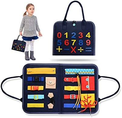 Busy Board, Sensory Board for Fine Motor Skill, Montessori Toys Toddler Activities for Travel car Airplane