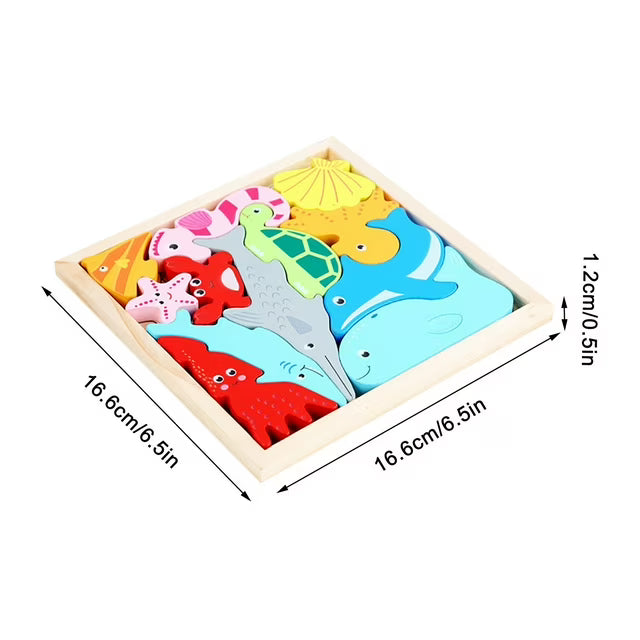 Fidtoy Tangram Wooden Dinosaur – Montessori Educational Puzzle Toy for Toddlers