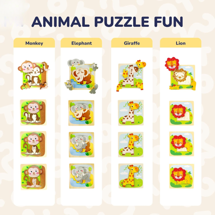 MiniMind™ Wooden Chunky Puzzle Set - Montessori Learning Toys for Toddlers