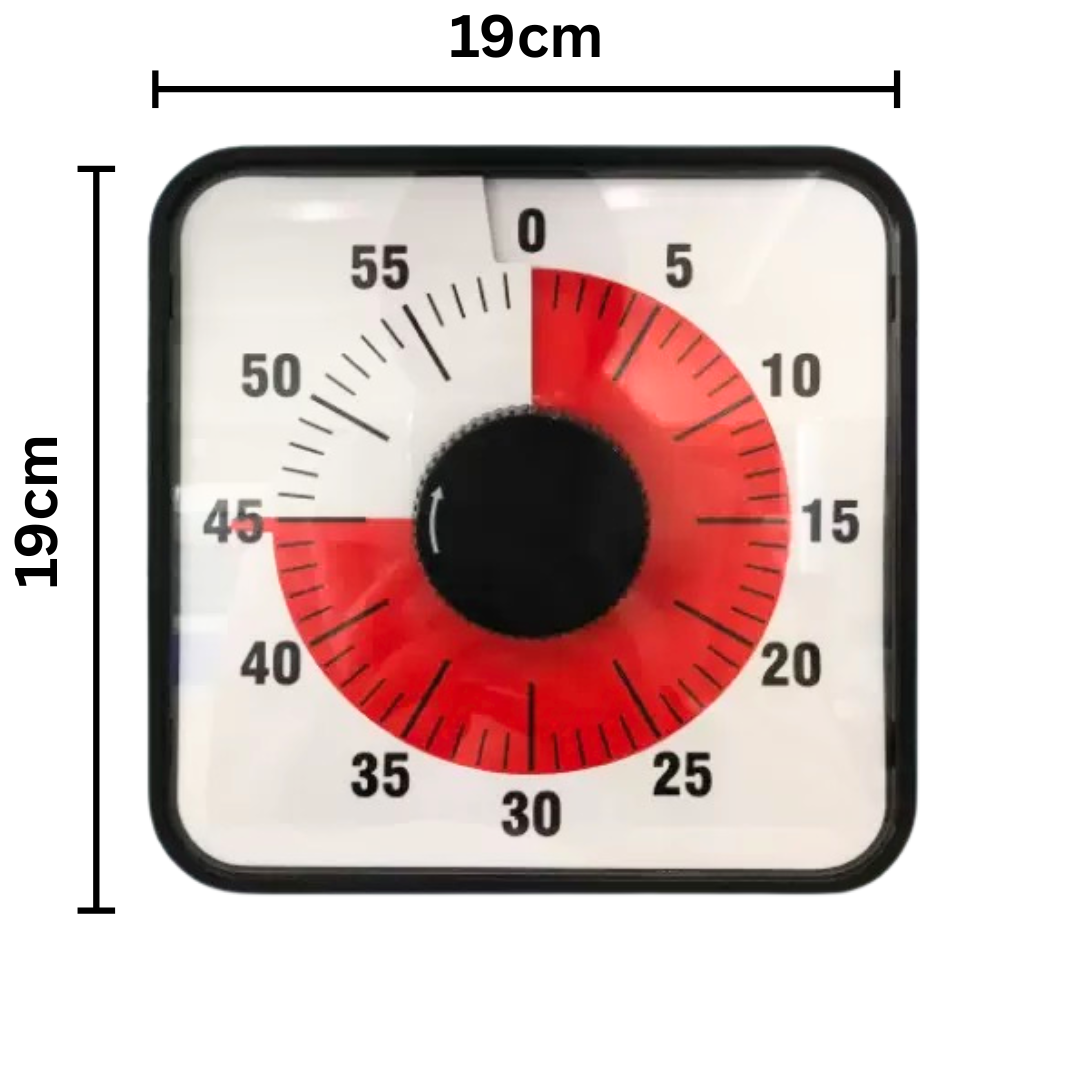 JUMBO Visual Countdown Oversize 60 Minute Timer 19cm x 19cm Mechanical Classroom Timer
