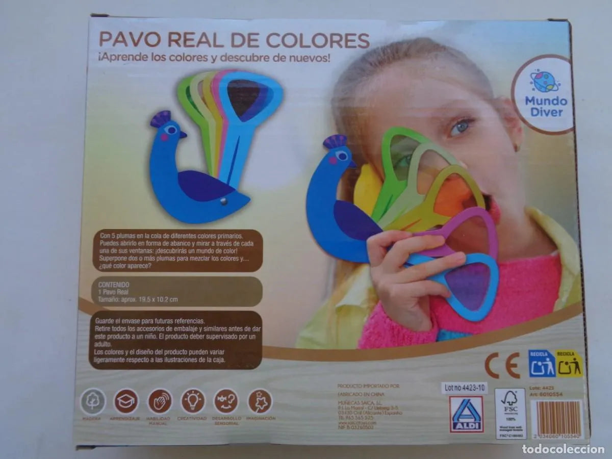 Wooden Peacock Primary Colours Mixing Lenses Sensory Light Mixer Toy