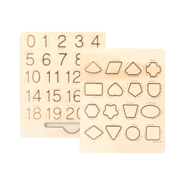 Tableau de traçage double-face Montessori pour nombres et formes - 324