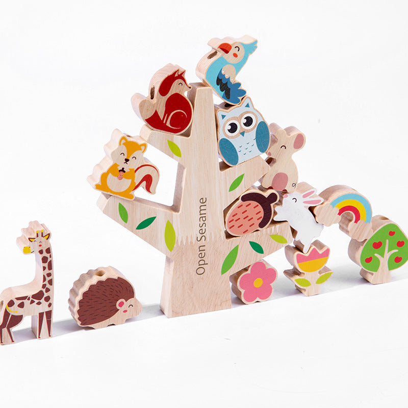 Fidtoy Forest Balance Chuan Le | Wooden Stacking Tree Toy for Toddlers