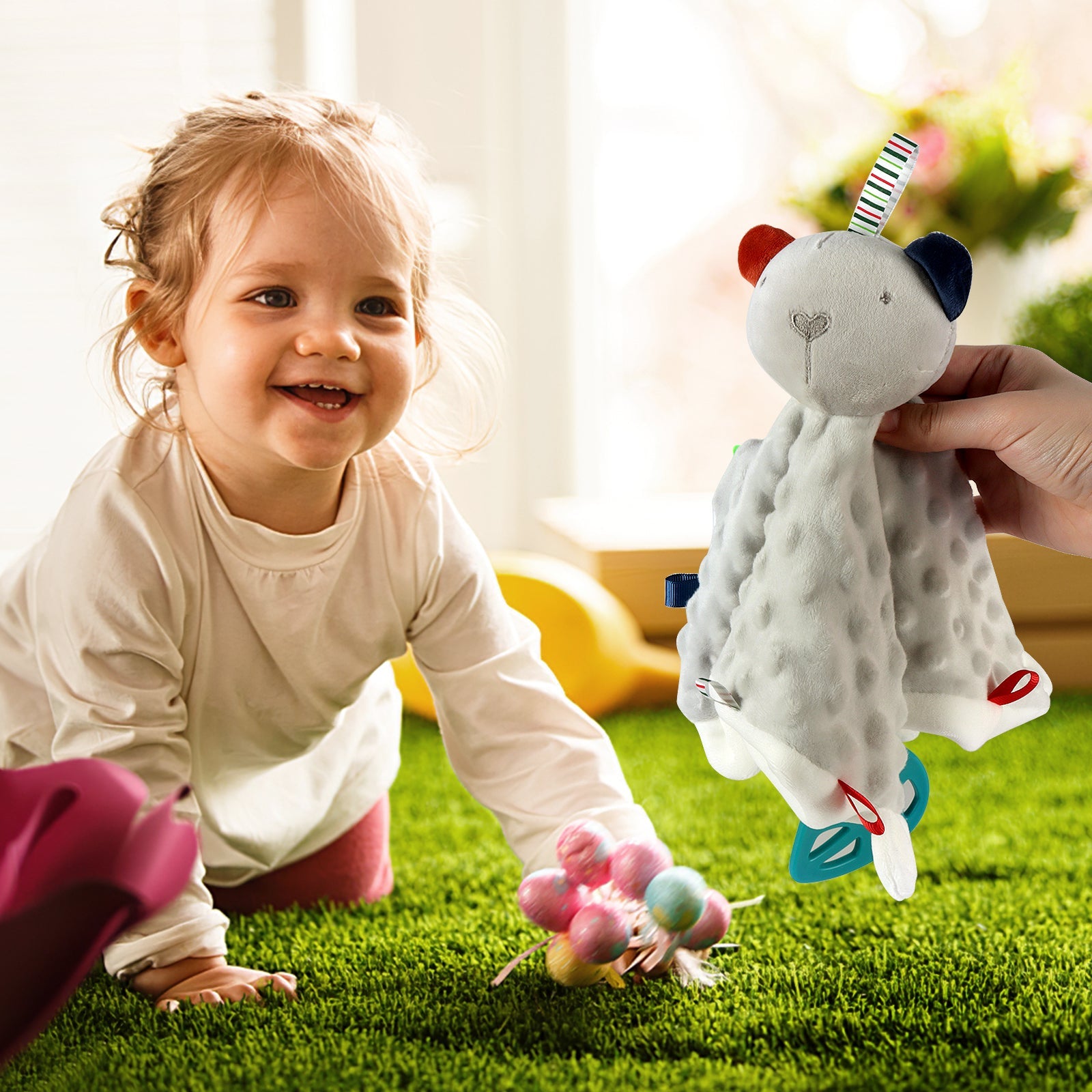 2 Pair Baby Comforter Blanket for New-born Toys Sensory Toys for Babies Baby New-born Animal Soft Toys Gifts Soft Touch Cuddle Snuggle Toys