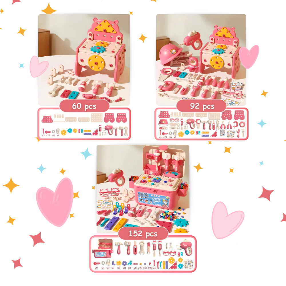 3‑in‑1 Kids Electric Drill & Screwdriver Toolbox – STEM Engineer Play Set, Educational DIY Assembly Toy