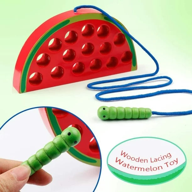 Wooden 3D Fruits Thread Lacing Kit - Watermelon
