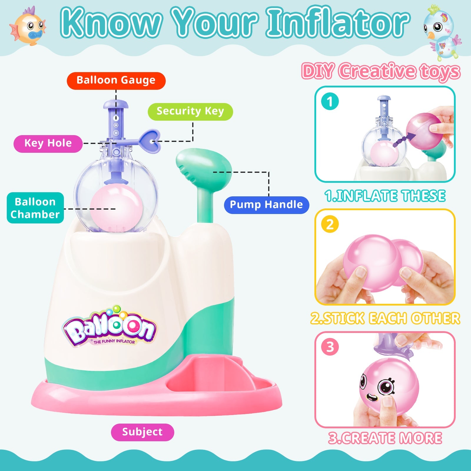 Balloon Inflate Toy Squishy Toys, Kawaii Squishies Party Favors for Kids 4-8 8-12 Glow in The Dark Squishy Pack Refills - DIY Squishy Making Kit