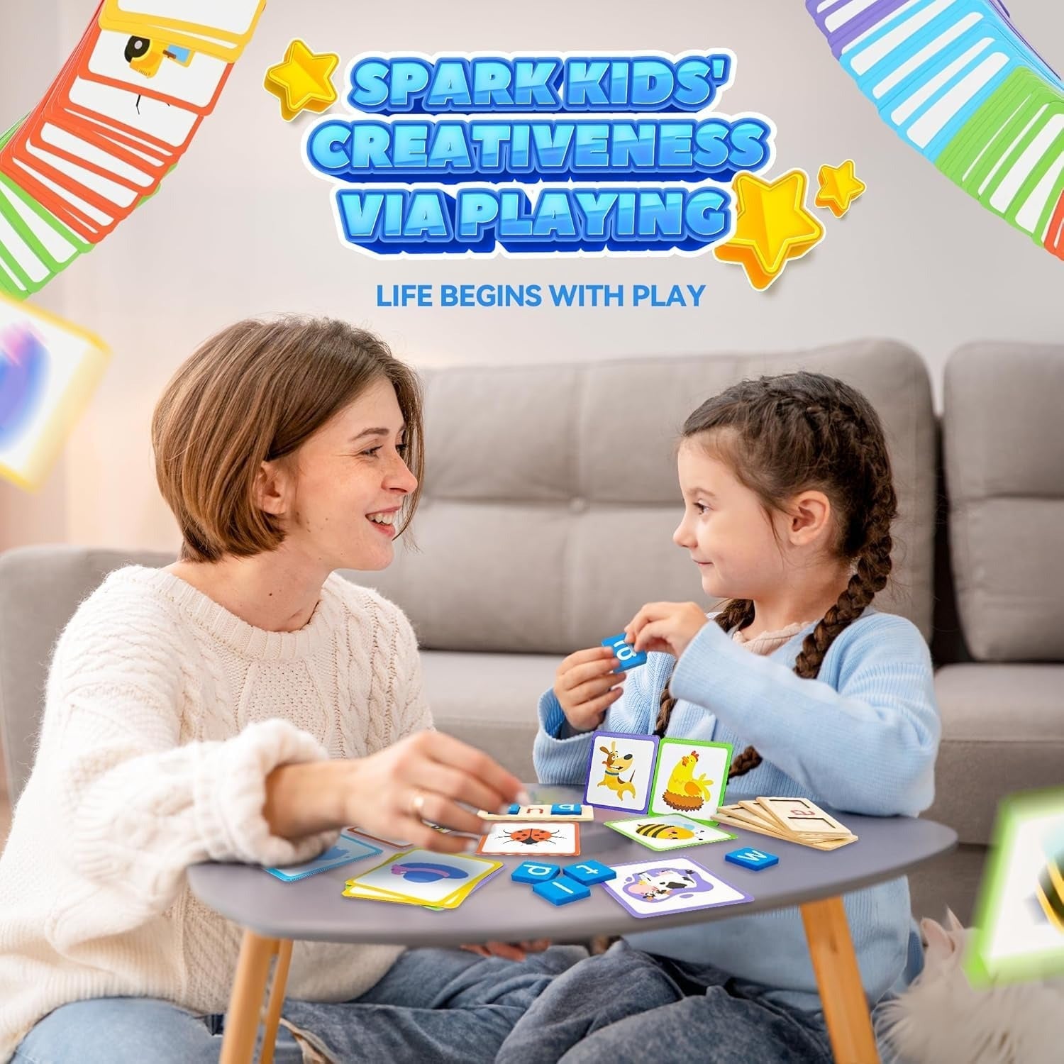 Sight Words Flash Cards Kindergarten Wooden Reading Blocks - 979