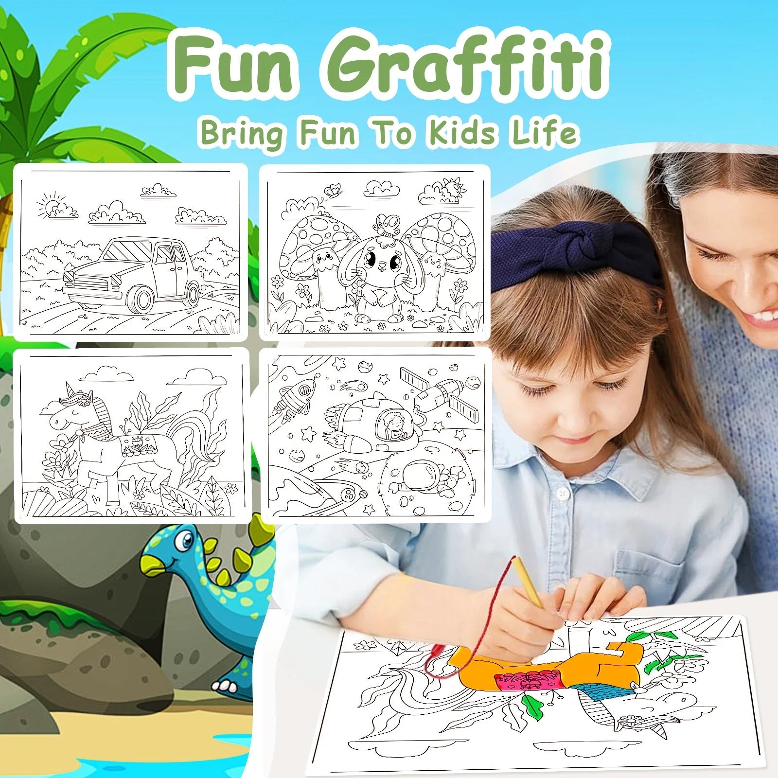 5in1 Projector Painting with Dinosaur Assembling Screw Play Figure - 117