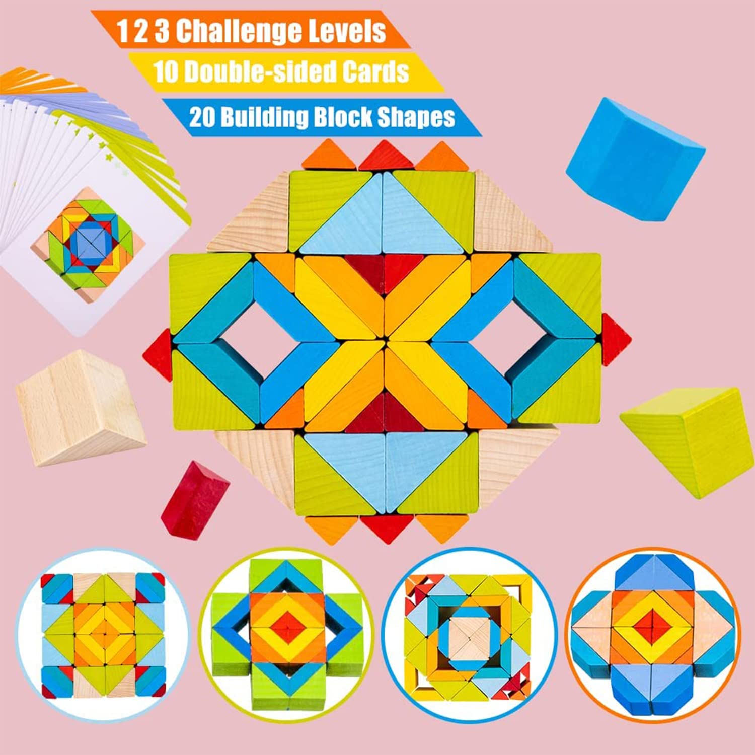 3D Wooden Geometrical Arranging Mind Puzzle Challenge - 178