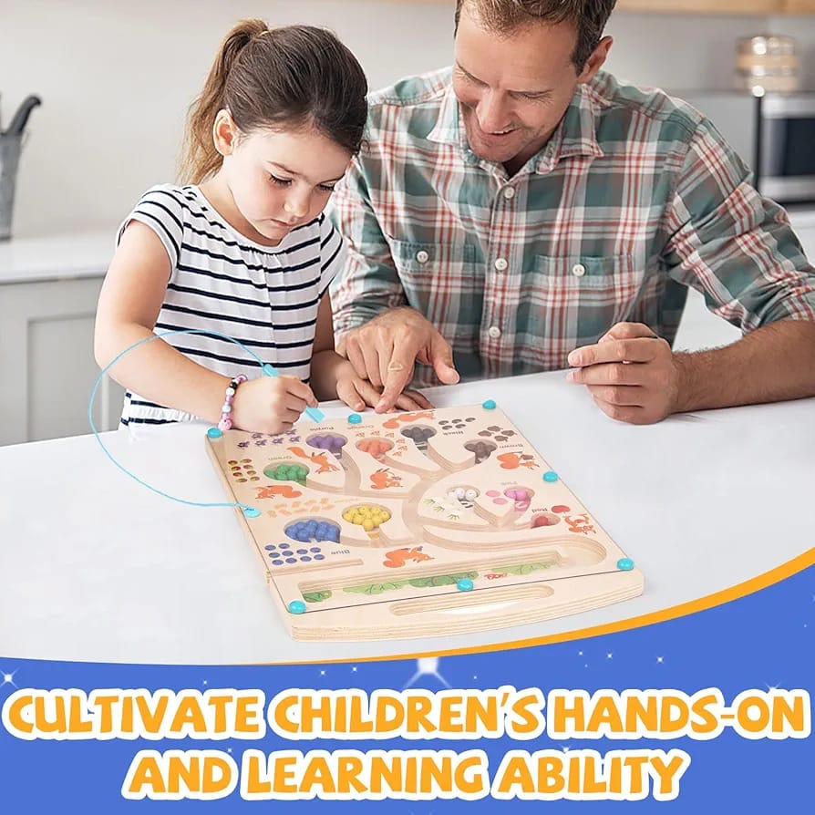 Wooden Magnetic Color and Number Maze Board - 018