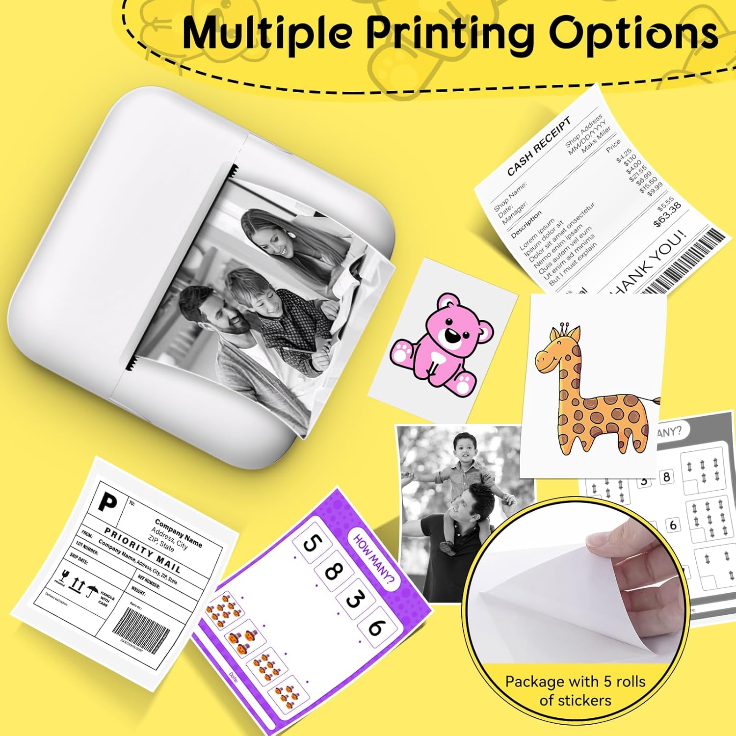 Mini Portable Pocket Thermal Bluetooth Printer with LED Light - X3