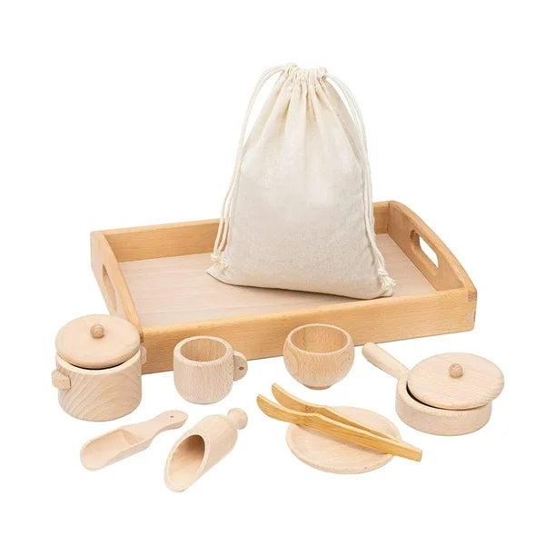 Fidtoy Montessori Wooden Chopper for Kids Toddler Kitchen Tool