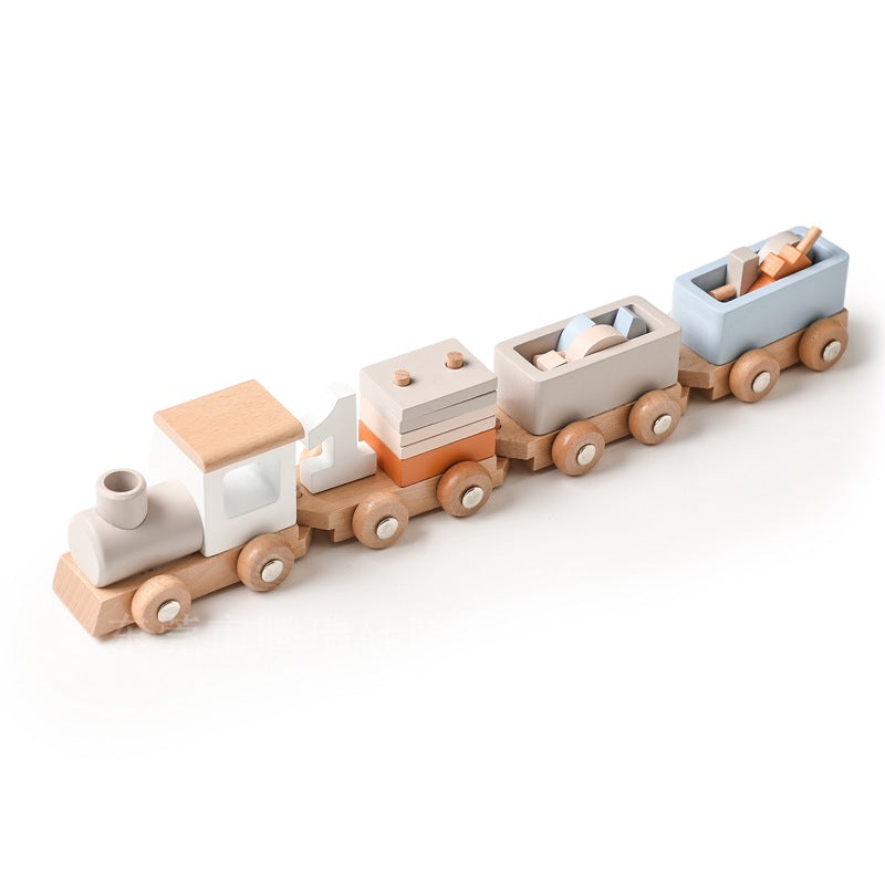 Fidtoy Wooden Birthday Train Toy with Number Blocks