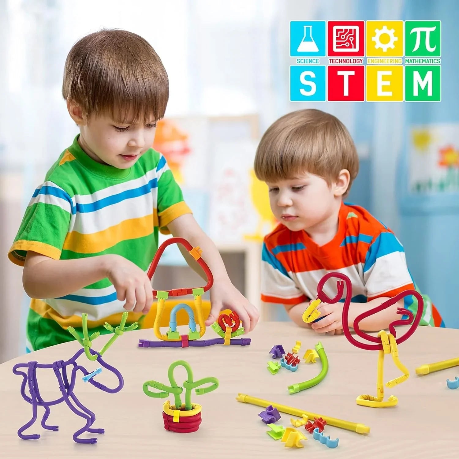 Fidtoy 3D Soft Twister Rods Building Stick Set 85 Pieces