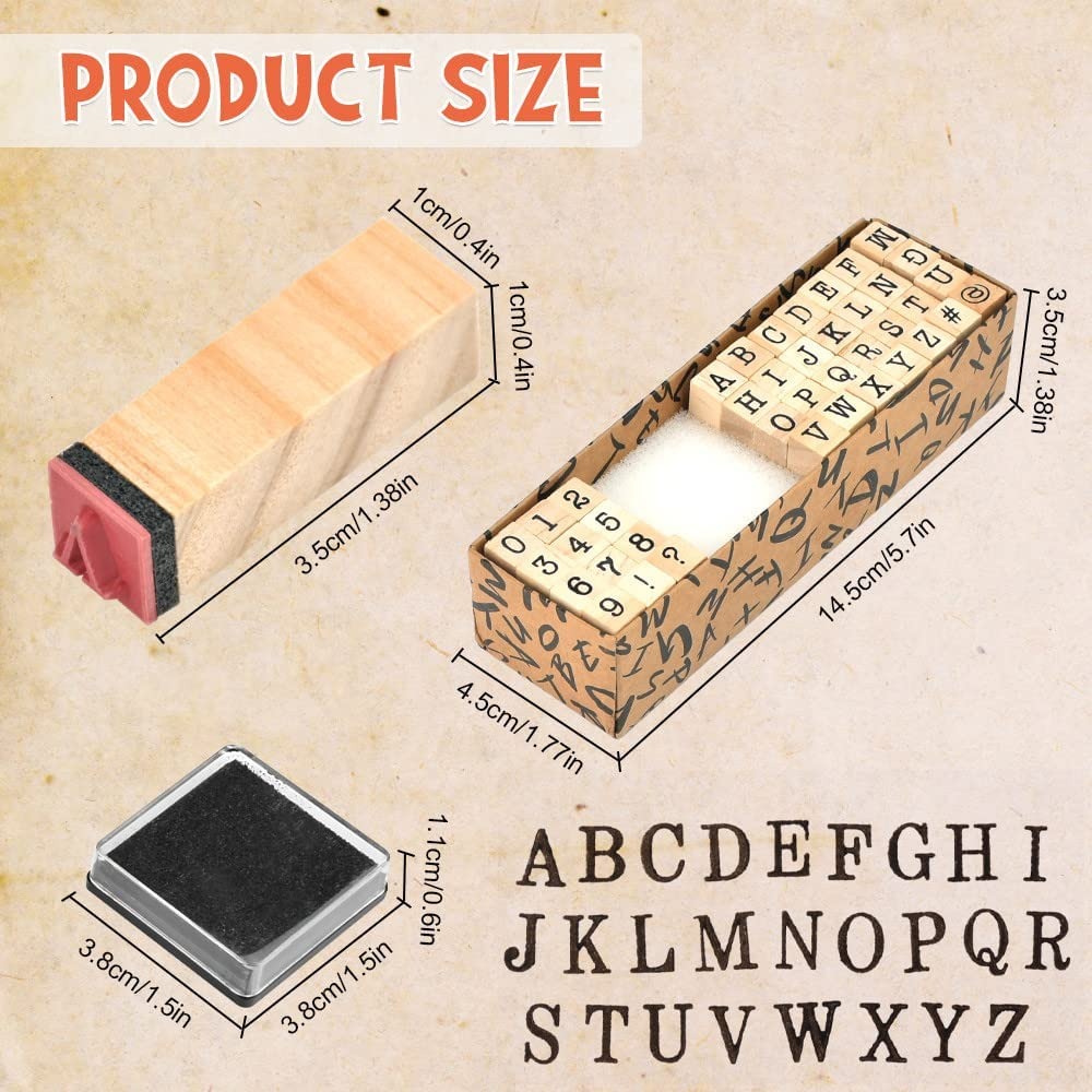 Number & Letters Wooden Stamp with Inkpad Set - 40 Pieces