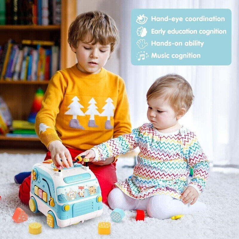 Fidtoy Musical Activity Bus Toy with Lights and Sounds
