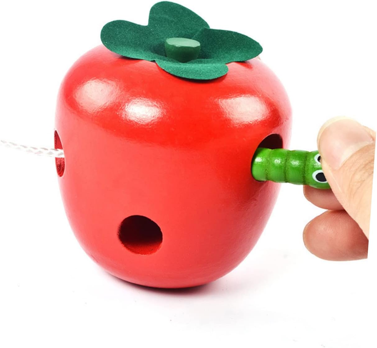 Alasum Educational String for Children Children Apple Shaped Toy Practical Caterpillar Play Tool Threader Eat Game Wooden Apple Shape Early