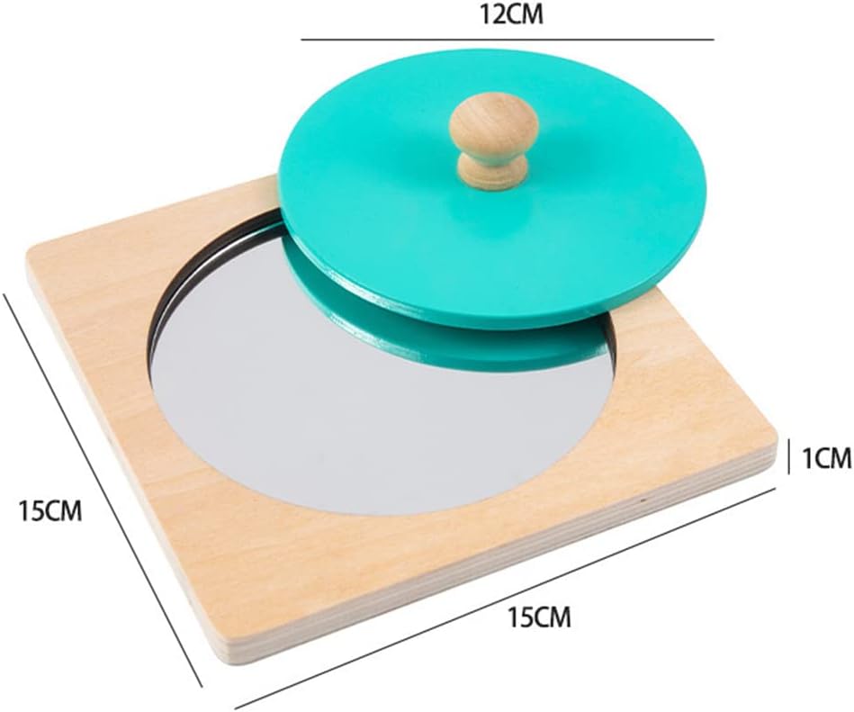 Fidtoy Baby Mirror Toy for Tummy Time Montessori Wooden Mirror Puzzle for Infants Toddlers Sensory Development Early Learning Fine Motor Toy Gift