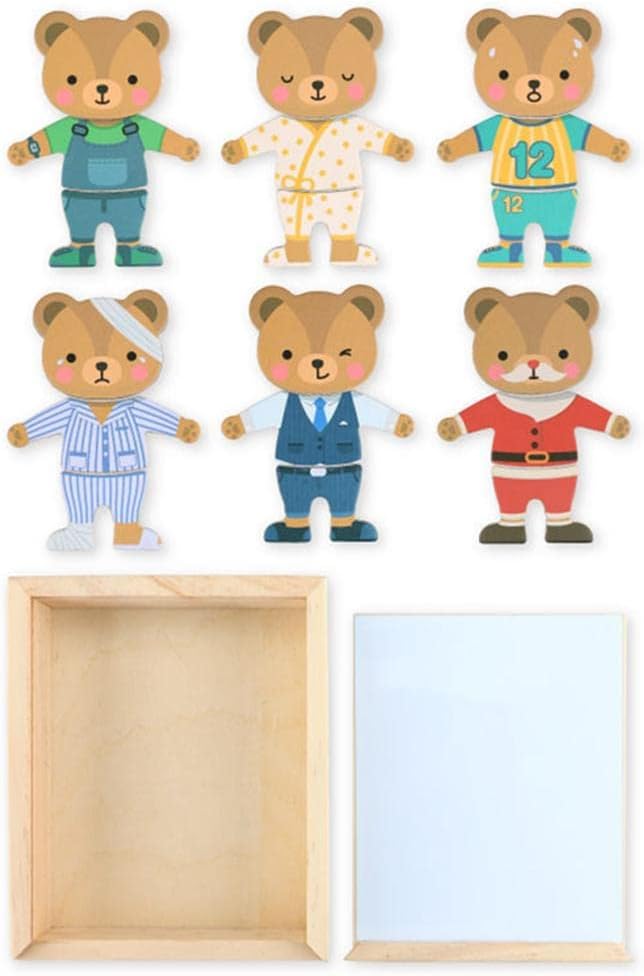 misppro Jouets d'habillage magnétiques Ourson pour filles - Ensemble de jeu de vêtements interchangeables 18 pièces